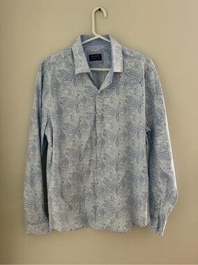 Consequence Men's Light Blue Paisley Dress Shirt